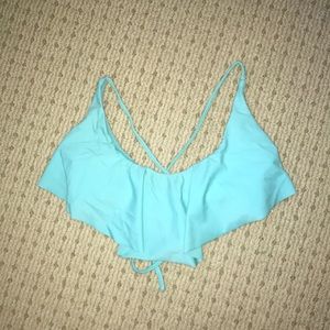 Blue ruffle bathing suit top